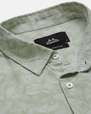 Men Smart Slim Fit Floral Printed Spread Collar Cotton Casual Shirt