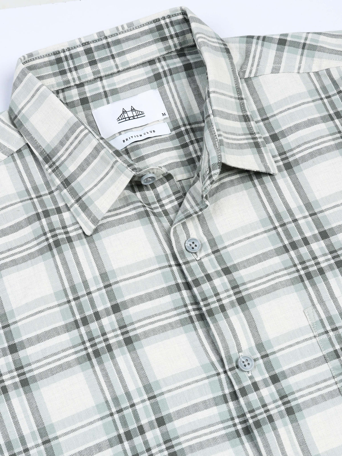 Men's Melange Twill Green Checks Shirts
