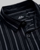 Men Comfort Fit Vertical Striped Spread Collar Cotton Casual Shirt