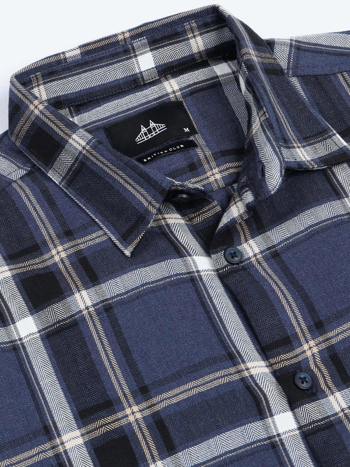 Men Navy Checks Shirt
