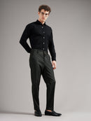 Men Tailored Straight Fit Low-Rise Trousers