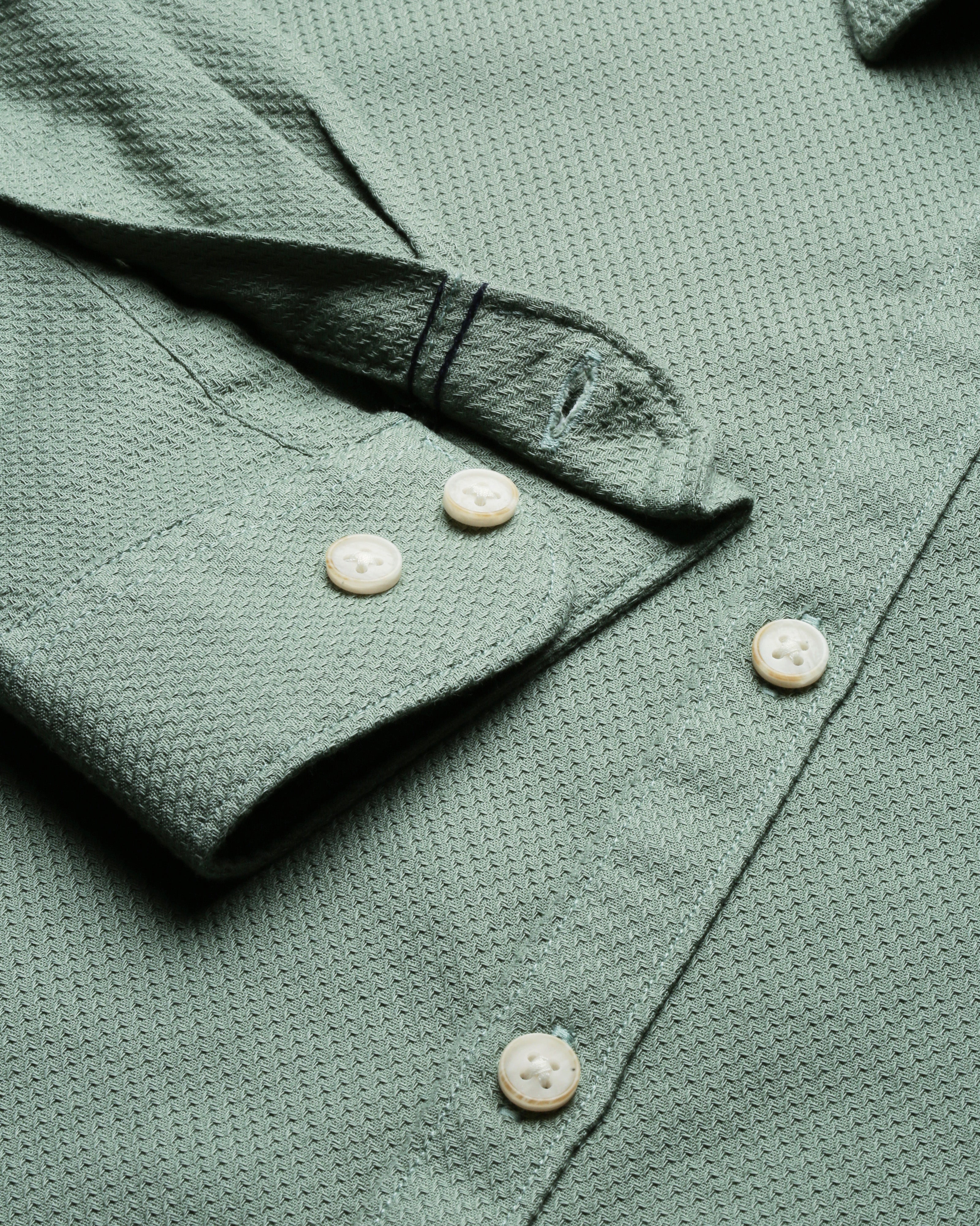 Green Self Design Dobby Casual Shirt