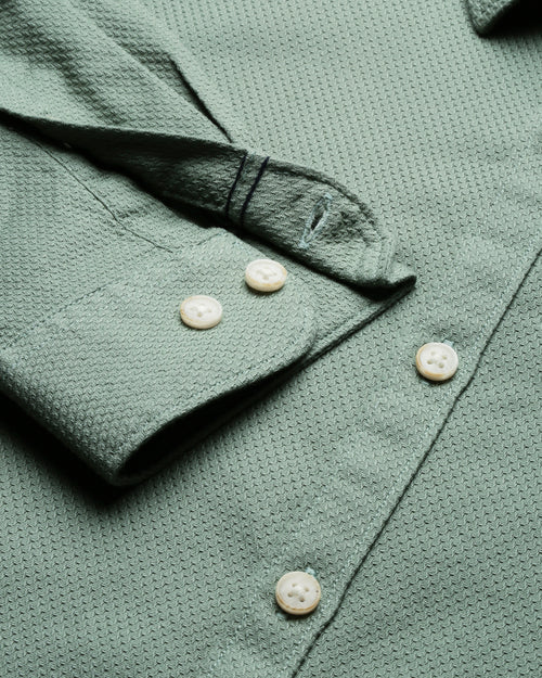 Green Self Design Dobby Casual Shirt