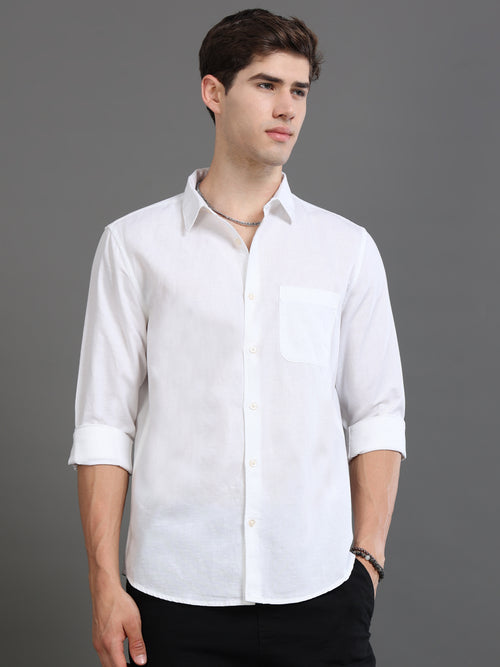 Men Smart Cotton Linen Slim Fit Shirt