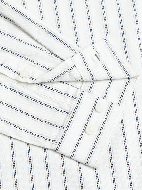 Men Stripes Cream Shirt