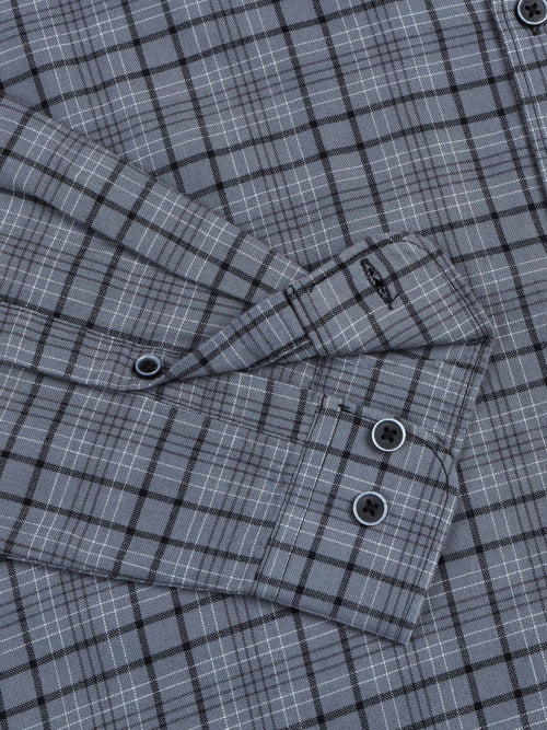 Men's Premium Oxford Grey Checks Shirt