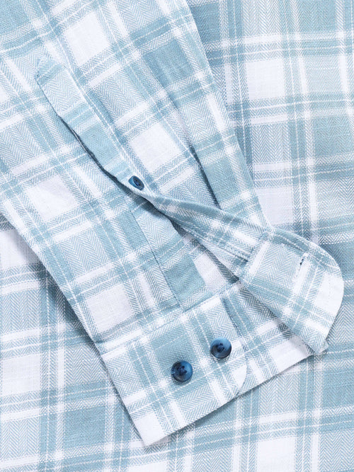 Men's Slub Herringbone Checks Shirt