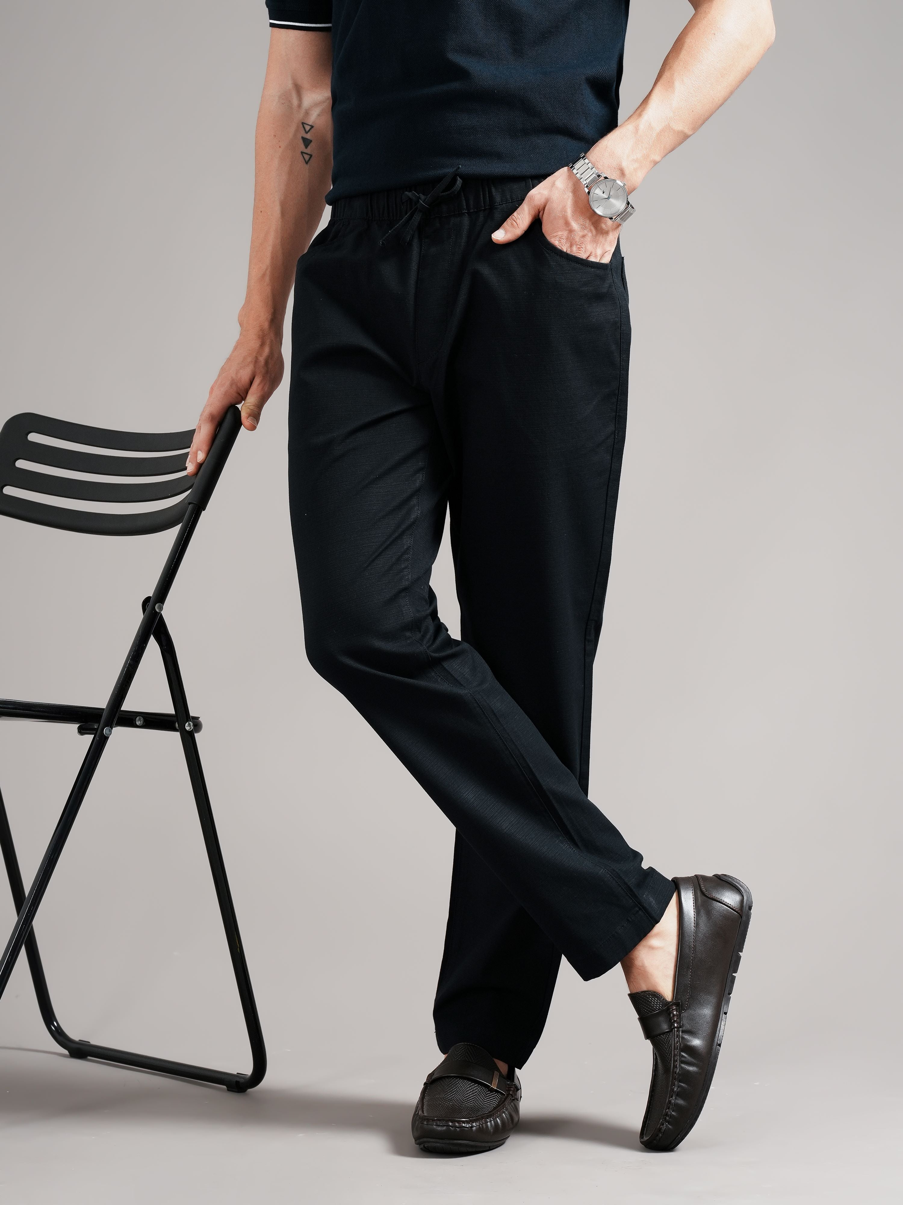 Men Tailored Low-Rise Trousers