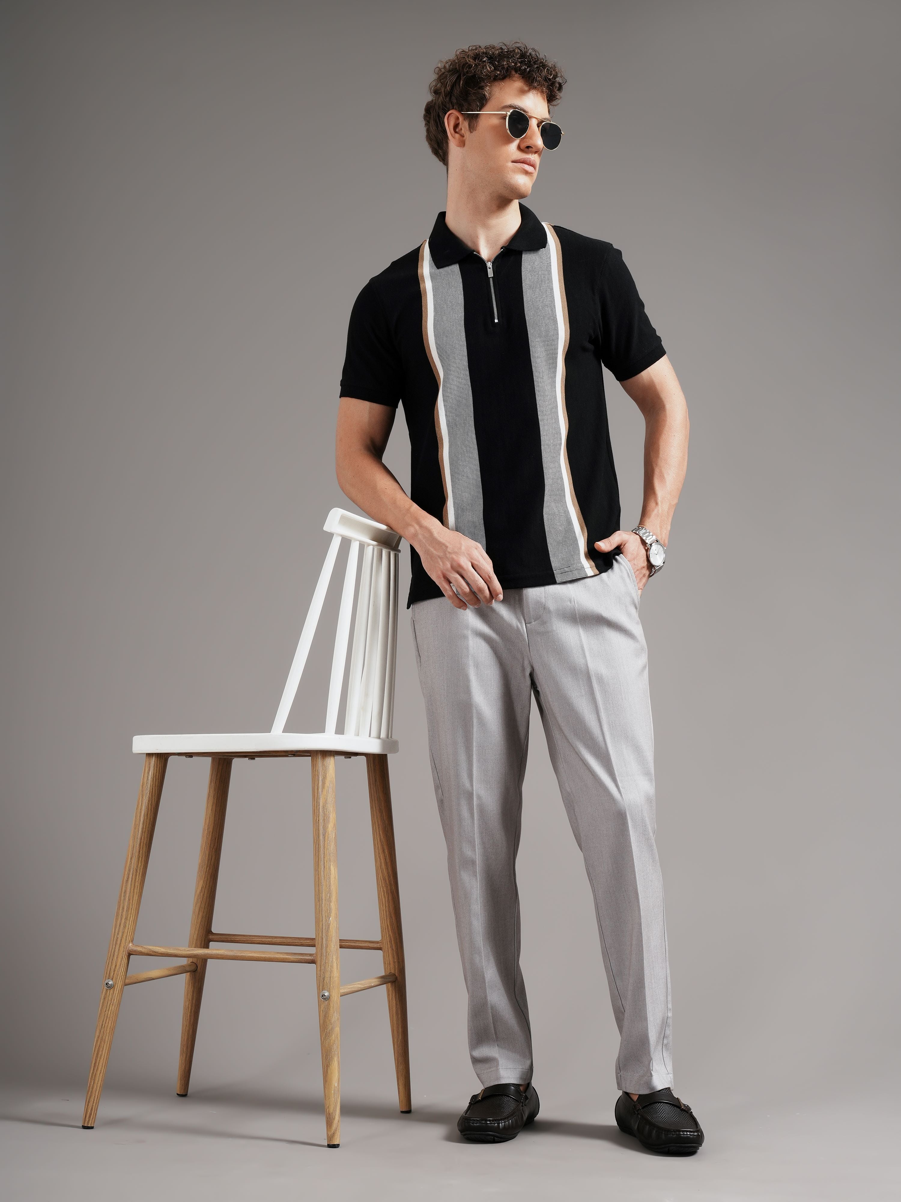 Men Tailored Straight Fit Low-Rise Trousers