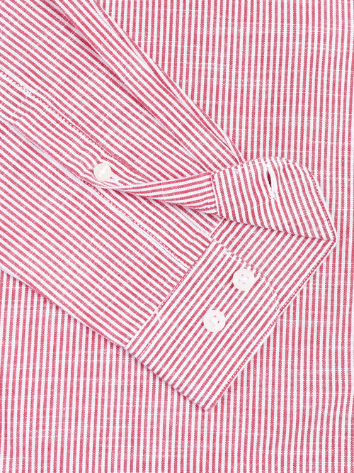 Men Stripes Red Shirts