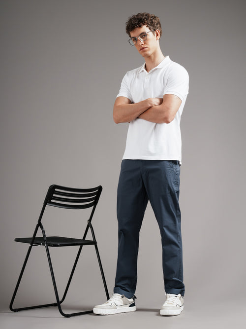 Men Tailored Low-Rise Chinos Trousers