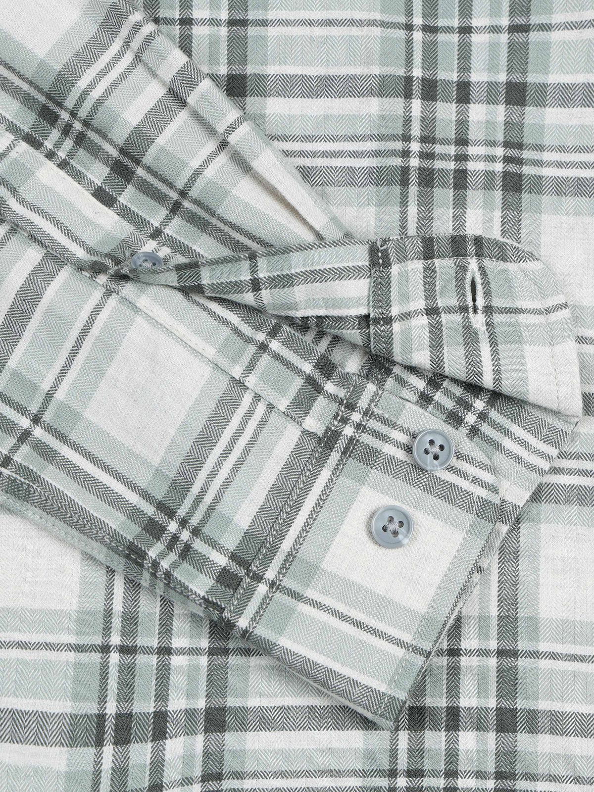 Men's Melange Twill Green Checks Shirts