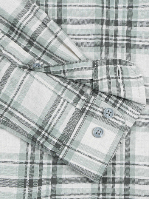 Men's Melange Twill Green Checks Shirts