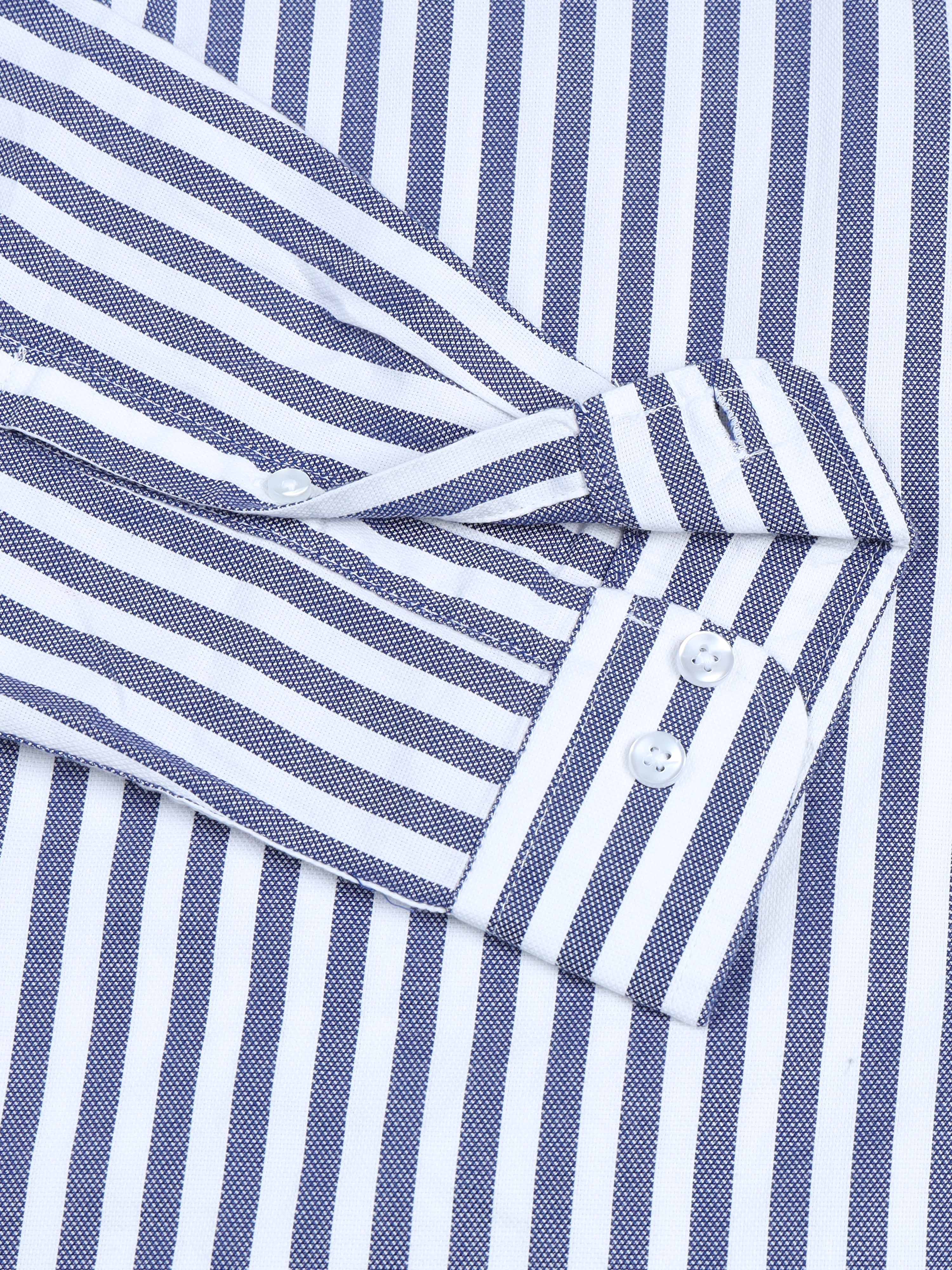 Men Stripes Navy Shirts