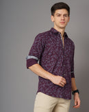 Men Classic Fit Spread Collar Abstract Printed Cotton Casual Shirt