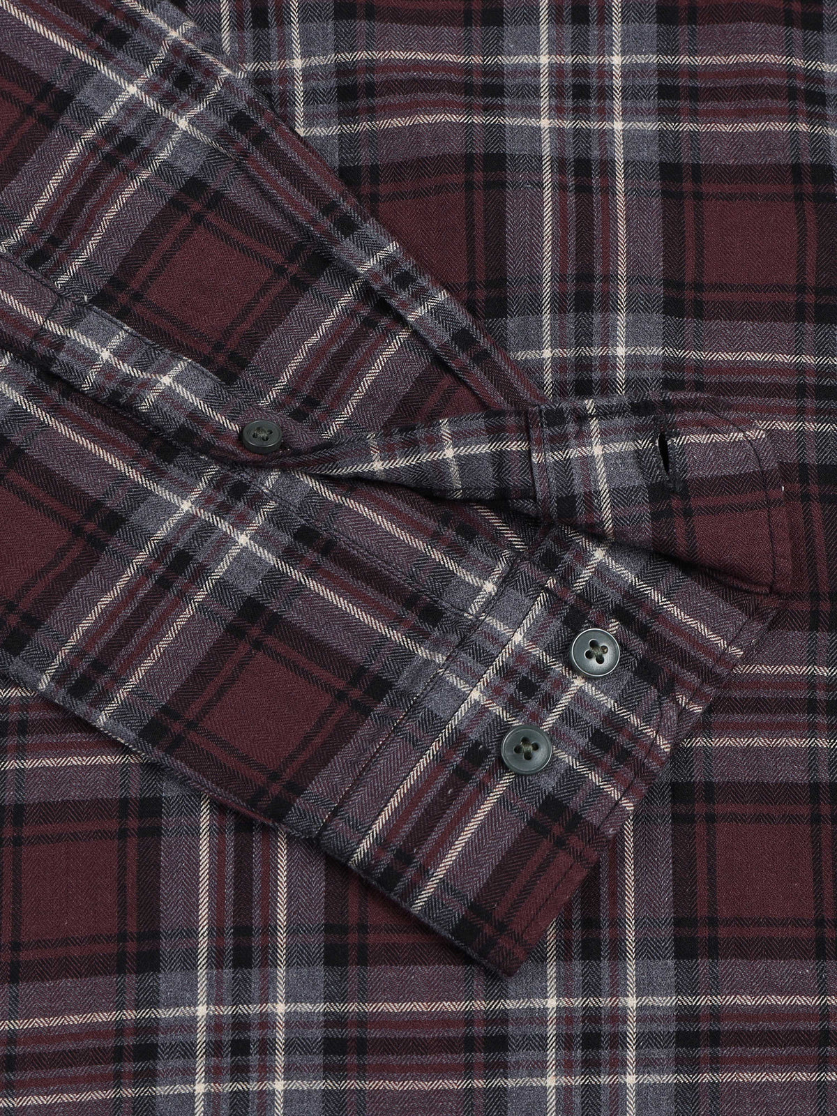 Men Melange Twill Burgundy Checks Shirts