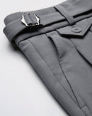 Men Smart Slim Fit Pleated Trousers