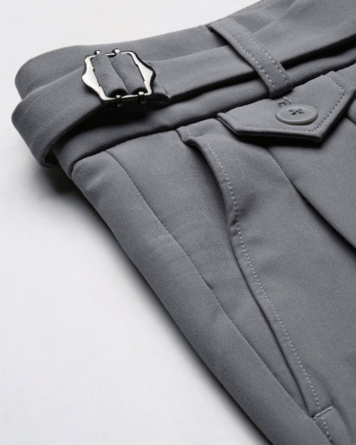 Men Smart Slim Fit Pleated Trousers