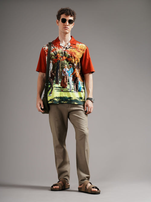 Men Smart Slim Fit Printed Casual Shirt