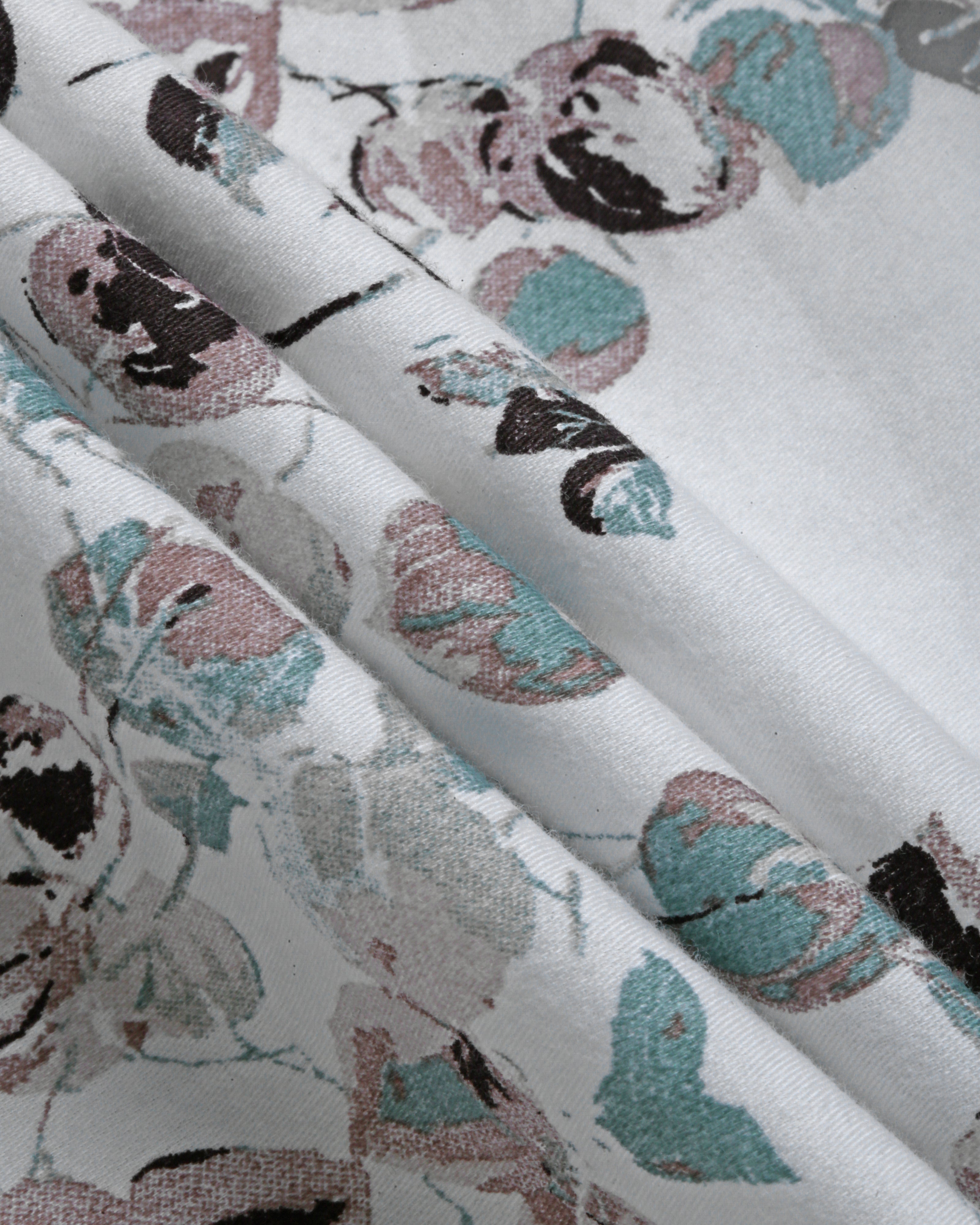 Men Smart Slim Fit Floral Printed Cotton Casual Shirt