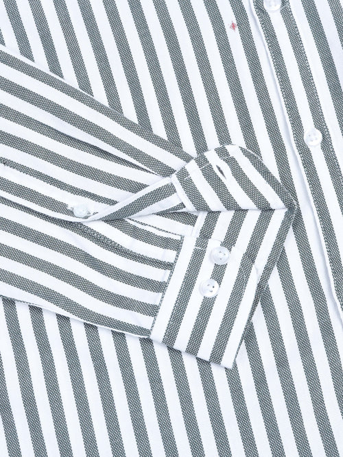 Men Stripes Green Shirts