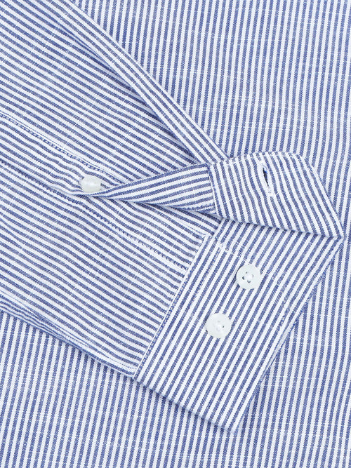 Men Stripes Navy Shirts