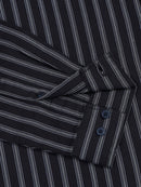 Men Stripes Black Shirt