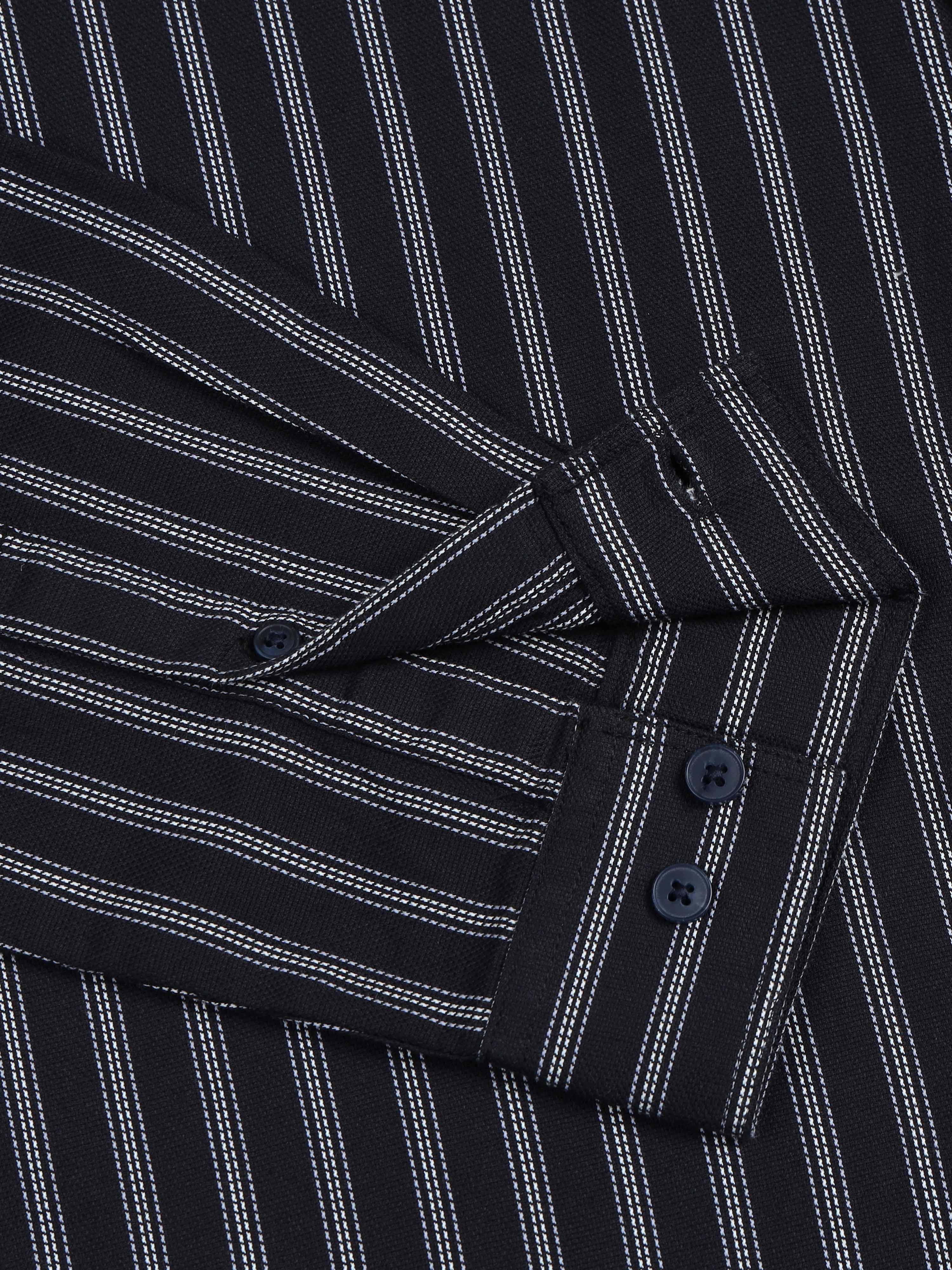 Men Stripes Black Shirt