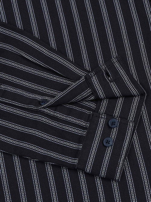 Men Stripes Black Shirt