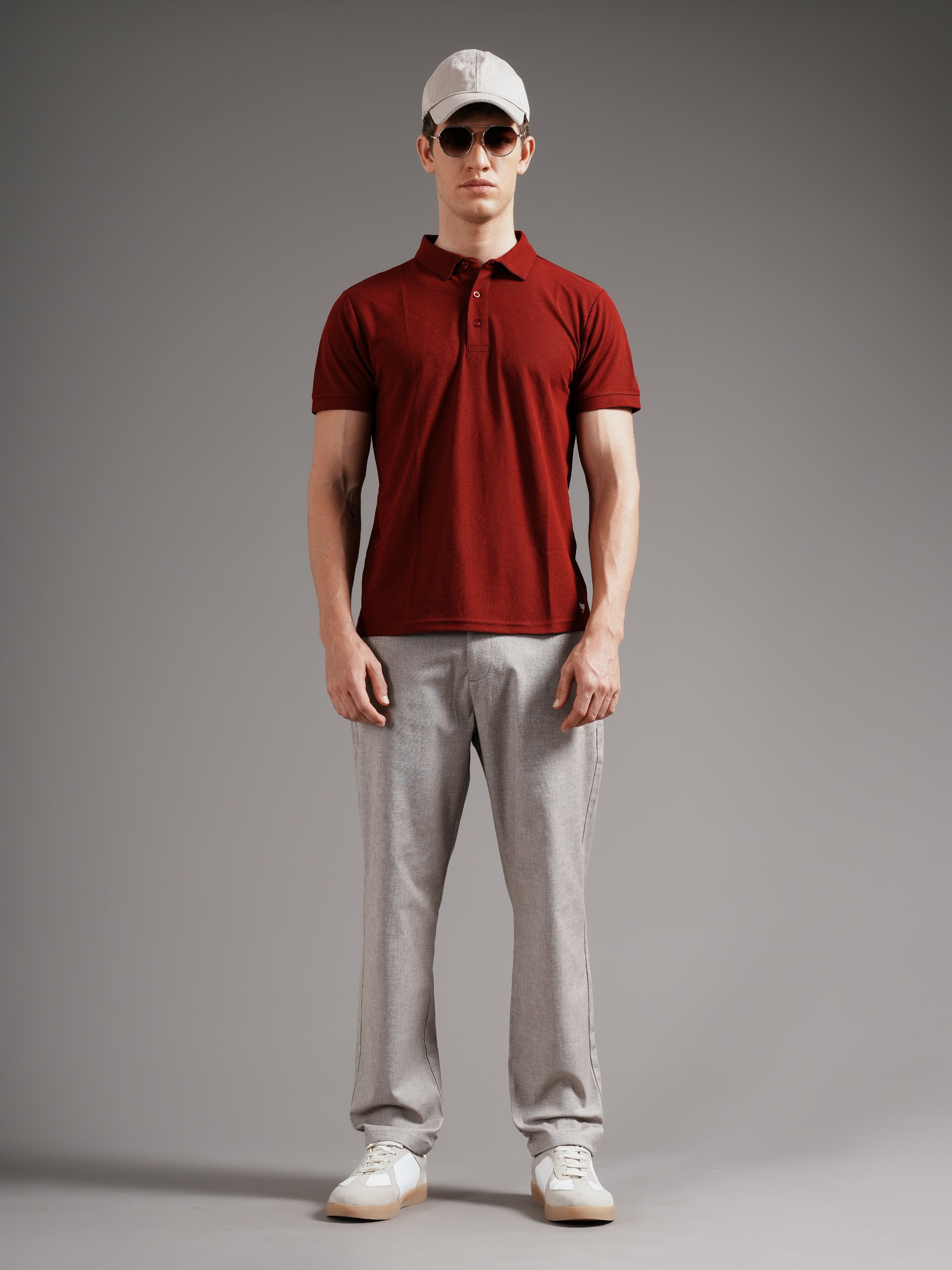 Men Tailored Straight Fit Low-Rise Trousers