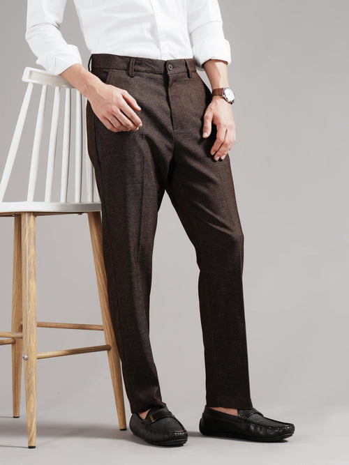 Men Tailored Straight Fit Low-Rise Trousers