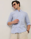 Smart Slim Fit Striped Button-Down Collar Cotton Casual Shirt
