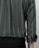 Men Comfort Button-Down Collar Vertical Striped Cotton Casual Shirt