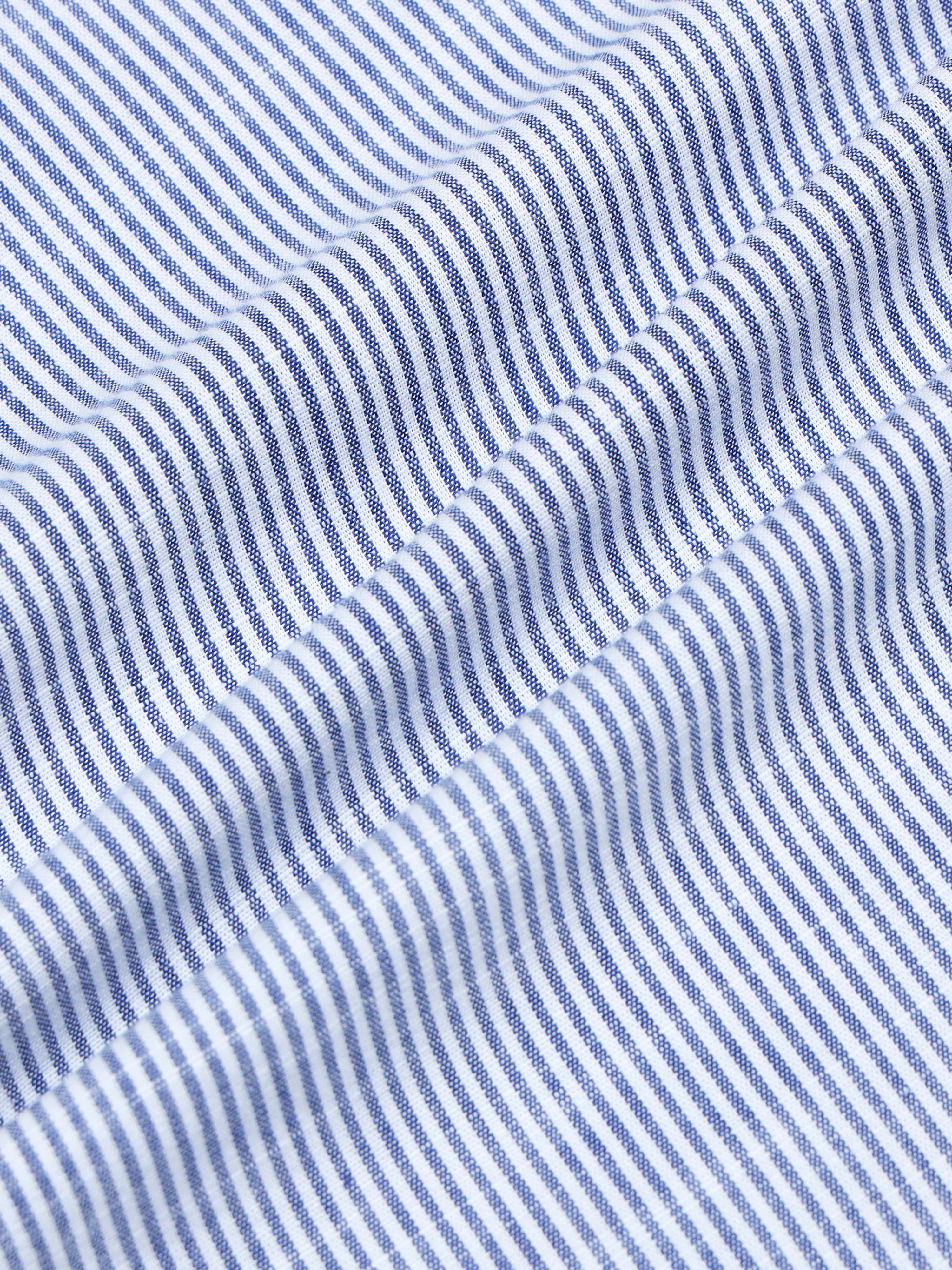 Men Stripes Navy Shirts