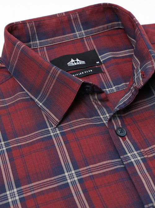 Men Smart Slim Fit Tartan Checks Checked Casual Shirt