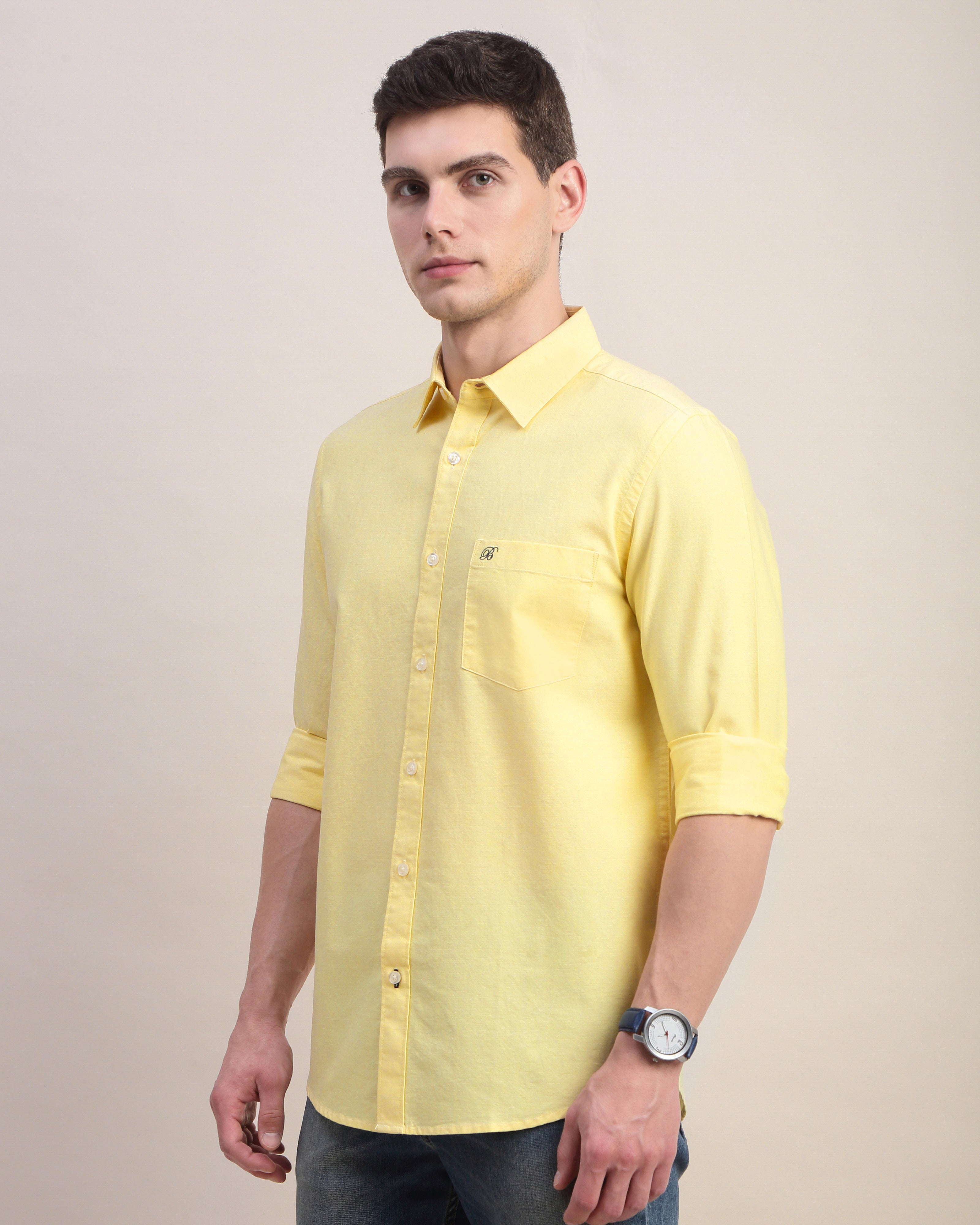 Men Slim Fit Oxford Cotton Casual Shirt