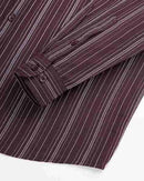 Men Comfort Button-Down Collar Vertical Striped Cotton Casual Shirt