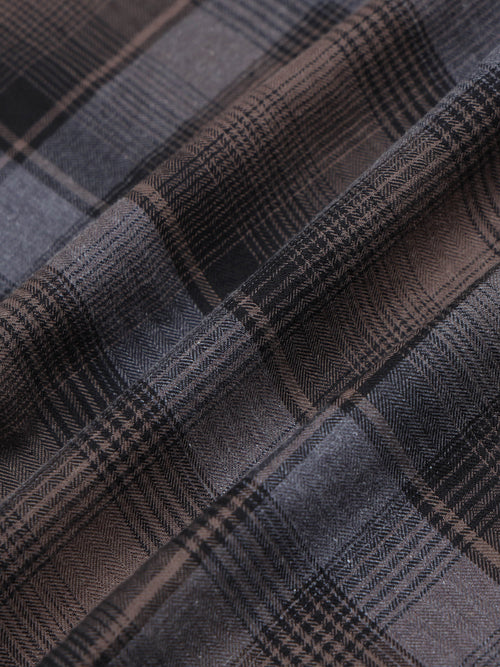 Men's Melange Twill Brown Checks Shirts
