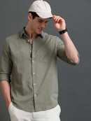 Men's Slub Slim Fit Solid Shirt