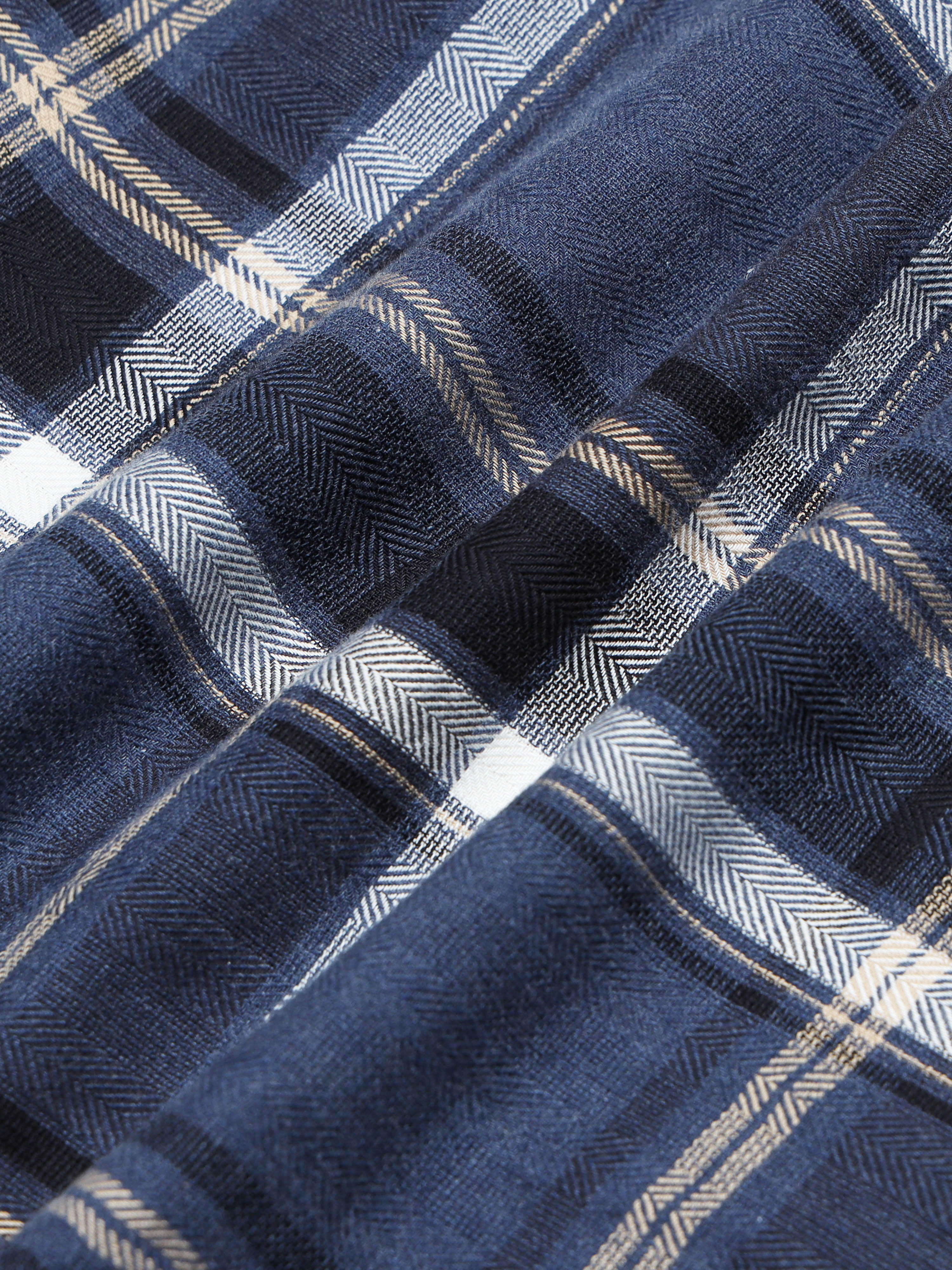 Men Navy Checks Shirt