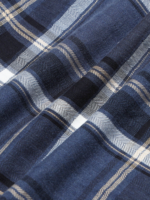Men Navy Checks Shirt
