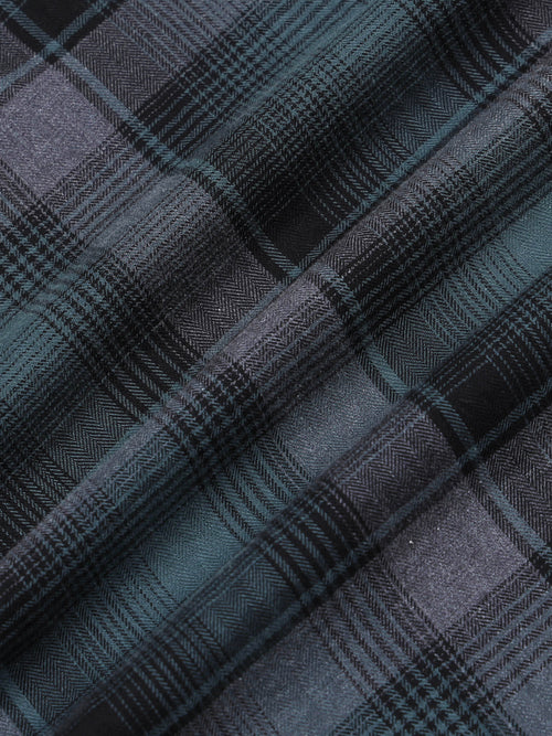 Men's Melange Twill Green Checks Shirts
