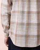 Men Comfort Button-Down Collar Tartan Checked Cotton Casual Shirt