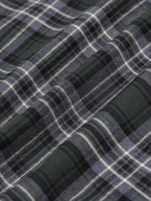Men's Melange Twill Olive Checks Shirts