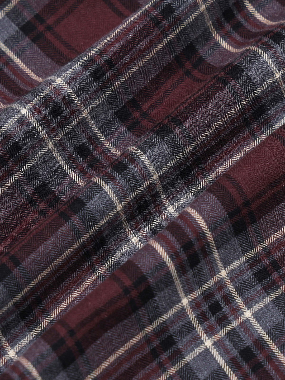 Men Melange Twill Burgundy Checks Shirts