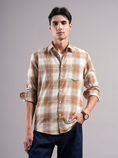 Men Smart Slim Fit Checked Casual Shirt