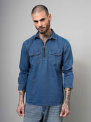 Zip Closure Denim Shirt