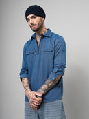 Zip Closure Denim Shirt