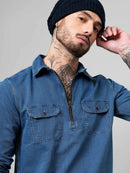 Zip Closure Denim Shirt