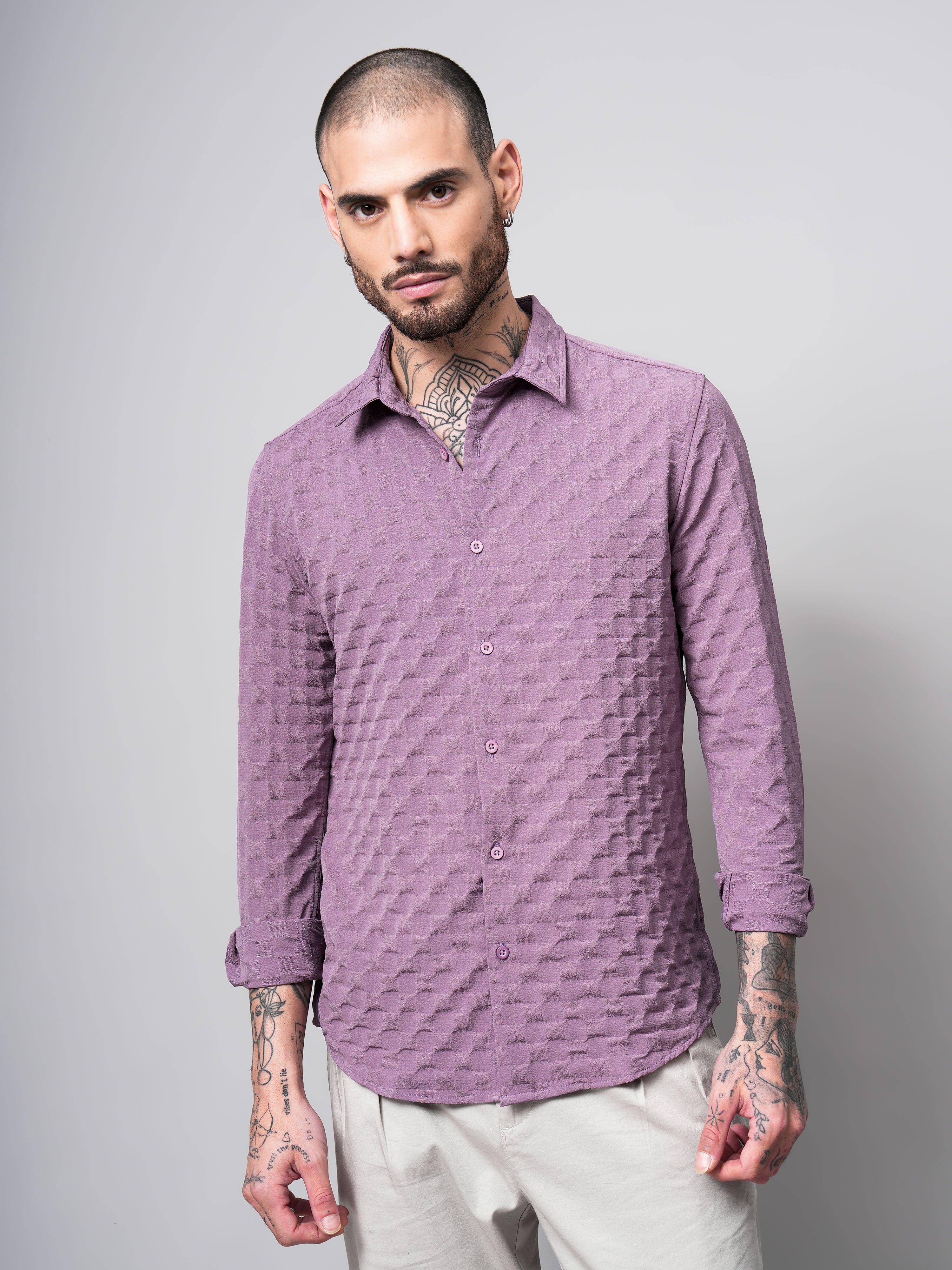 Self Design Dobby Slim Fit Casual Shirt
